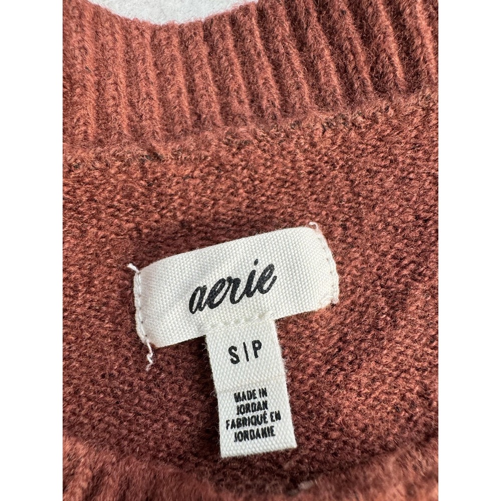 Aerie Cardigan Sweater Womens Small Red Recycled Polyester Button Front Knit - Picture 3 of 8